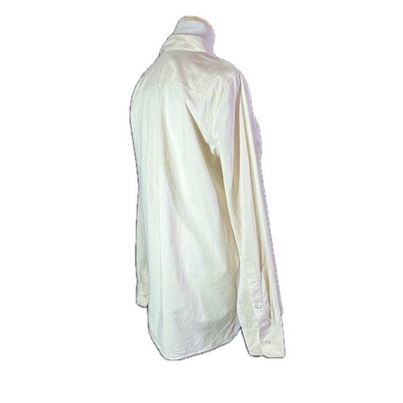 Theory Size M Classic Straight Shirt Cotton Beige Button-Up Long Sleeve - Picture 10 of 15